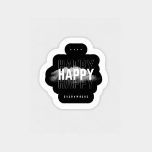 Black and White Typography Happy Sticker